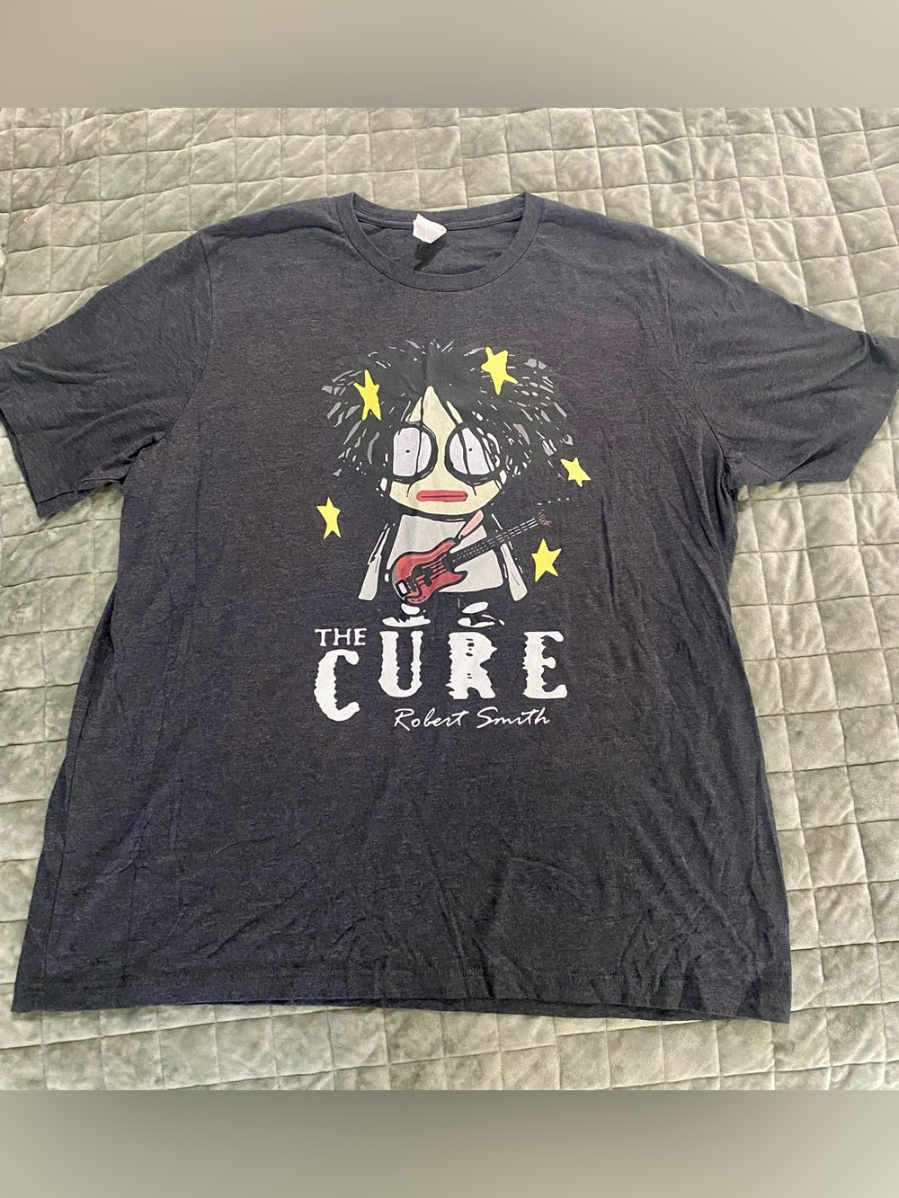 The Cure Robert Smith Graphic T-Shirt in Charcoal with Yellow Accents